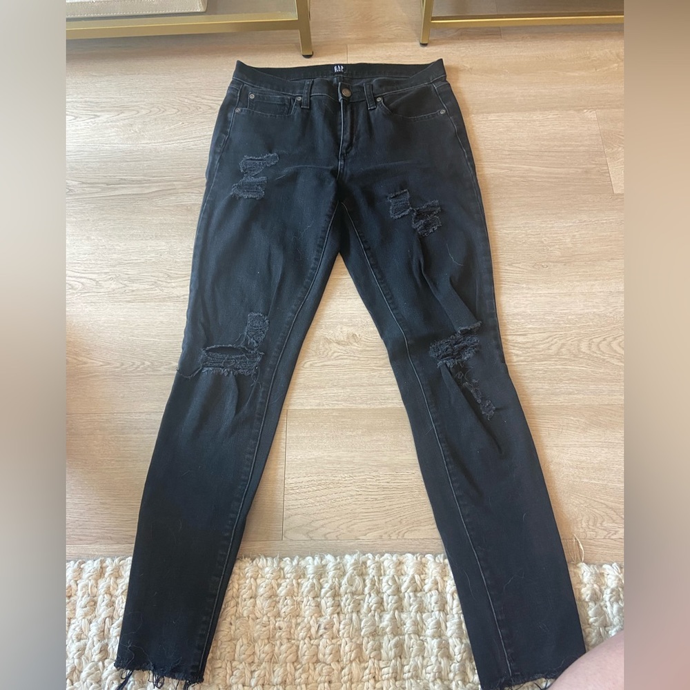 GAP Black Ripped True Skinny Jeans 29T